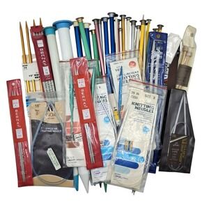 Assorted Vintage Modern Knitting Needles Lot Aluminum Plastic Circular Various S